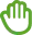 Green raised hand on white background